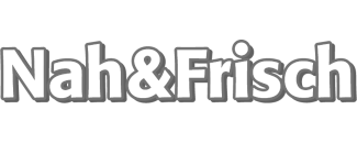 Logo mit dem Text „Nah&Frisch“ in Weiß auf schwarzem Hintergrund.